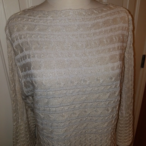 Ruby Rd XL cream metallic sweater - Picture 1 of 6